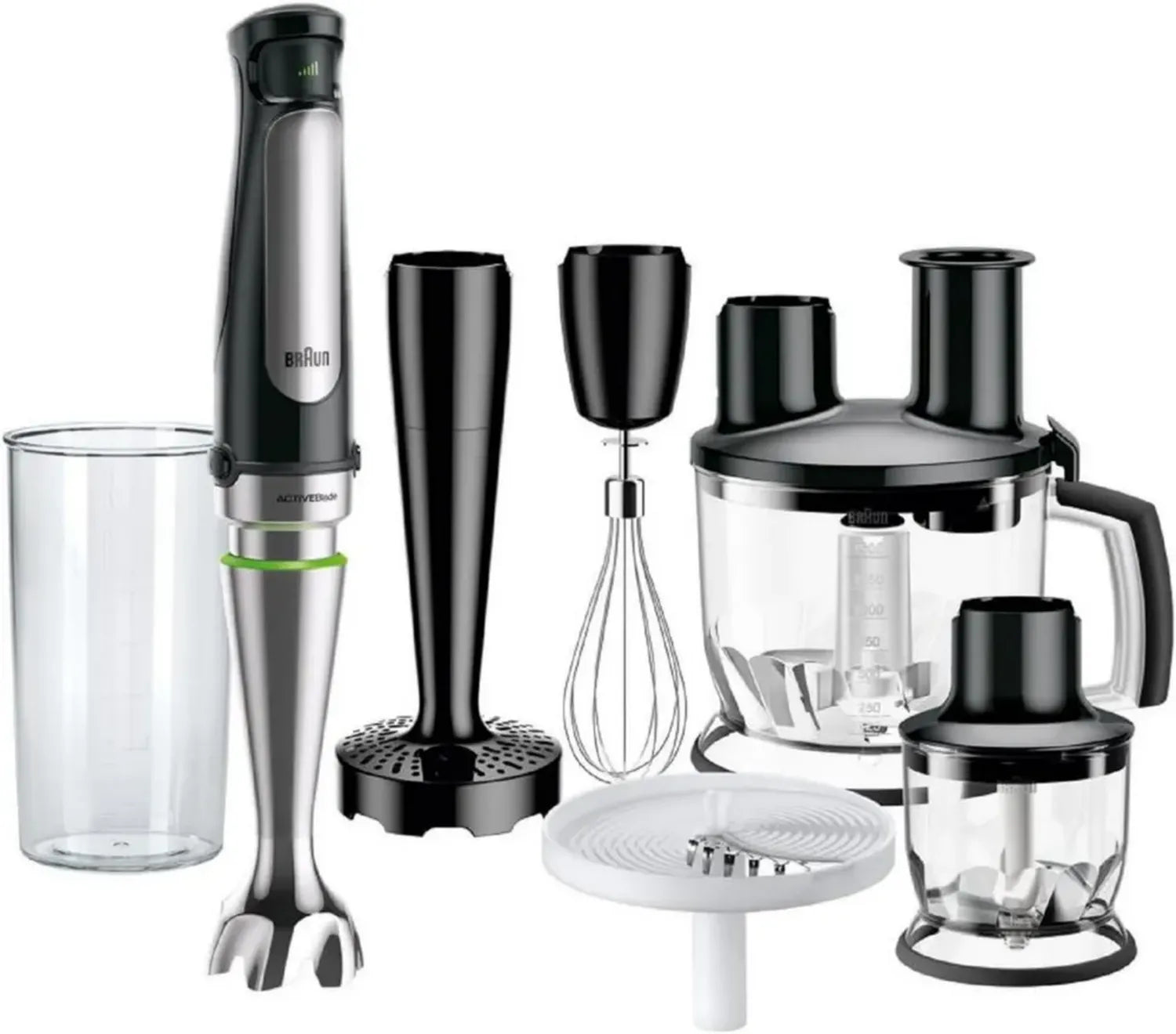 Braun MultiQuick 7 Stabmixer - Innovatives ActiveBlade System, SplashControl, Präzise Steuerung, 1000W, Inklusive Zerkleinerer & Schneebesen, Schwarz