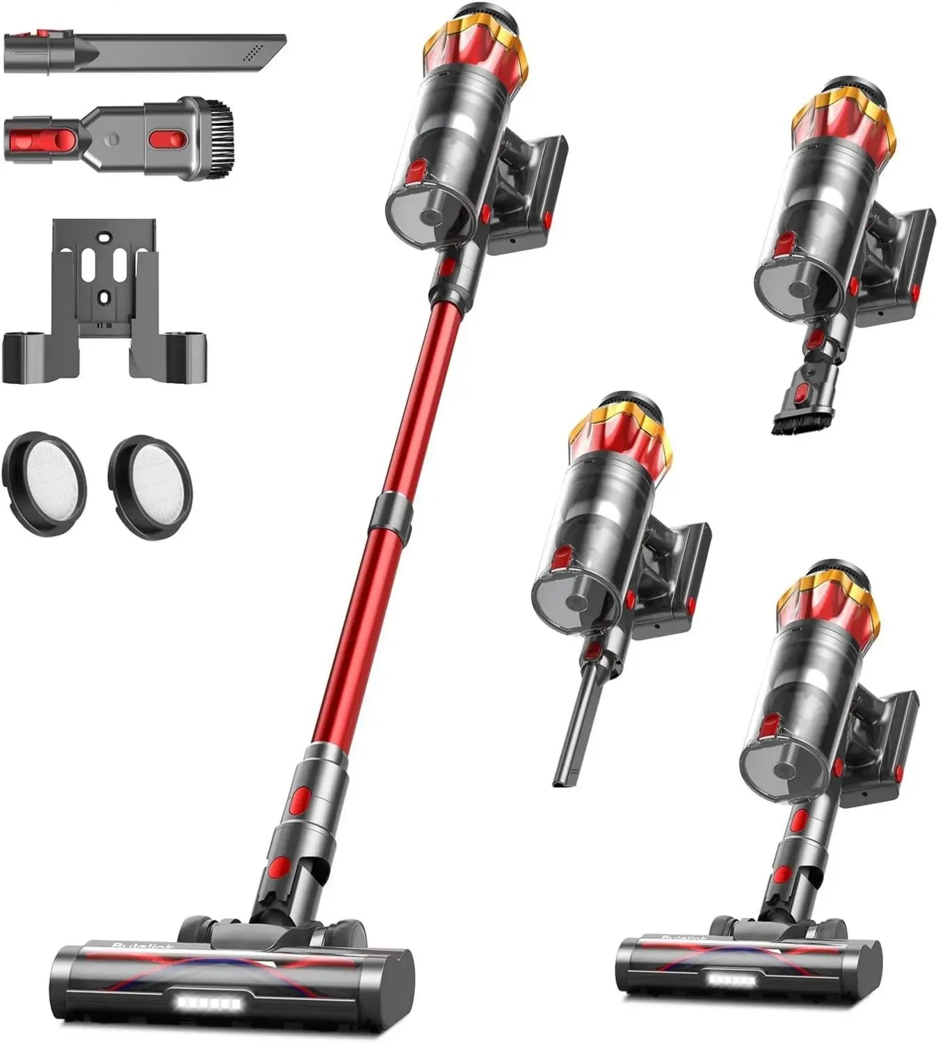 Kabelloser Staubsauger 45000Pa, 550W, 65 Min Laufzeit, 1,6L Behälter, Display, Anti-Tangle-Bürste, Standfunktion, Wandhalterung, 8-fach Filtration, Leise, Ideal für Tierhaare, Teppiche, Böden, Auto