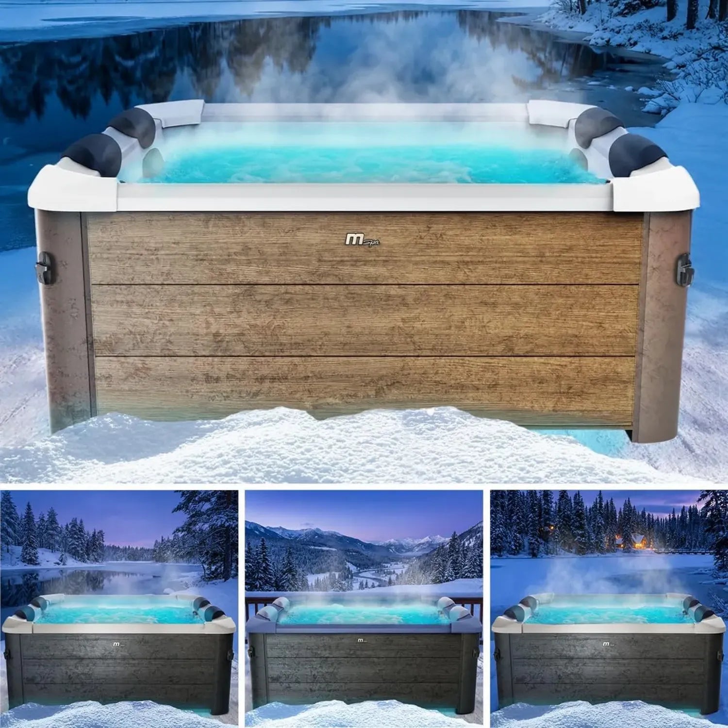 BRAST MSpa Whirlpool Oslo mit LED-Beleuchtung, 6 Personen, Winterfest