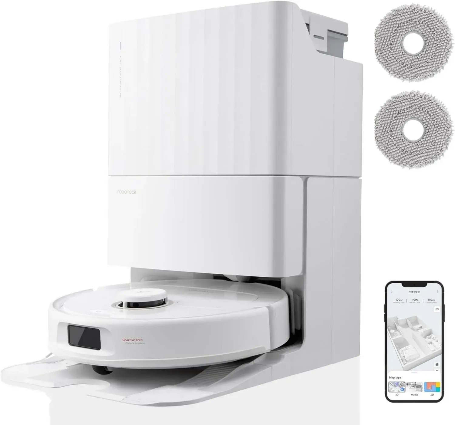 Roborock Qrevo Pro Saugroboter mit Wischfunktion, 7000Pa, Hebemopp, FlexiArm™ zur Kantenreinigung, 60°C Heißwassermoppwäsche, inklusive 2 zusätzlicher Mops, Weiß