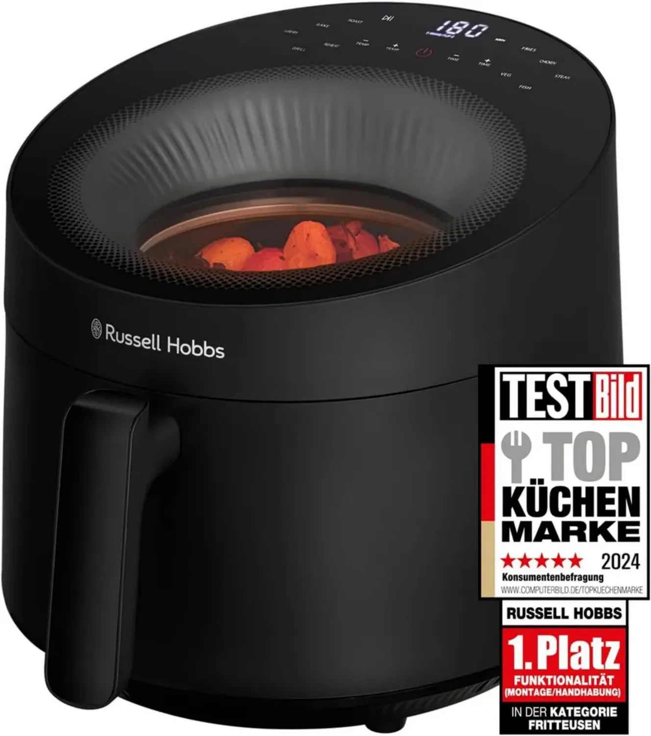 Russell Hobbs Heißluftfritteuse 5L – Vielseitige Fritteuse mit Sichtfenster und 10 Programmen