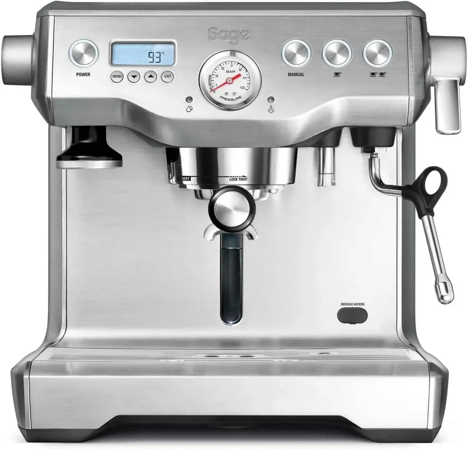 Sage Espressomaschine mit Doppelboiler und Milchaufschäumer, 2200W - Edelstahl