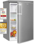 Freistehender Kühlschrank Exquisit KS16-4-HE-040D mit 109 L Volumen, Edelstahloptik, Gefrierfach, LED-Beleuchtung, wechselbarem Türanschlag, Gemüsefach und Türfächern