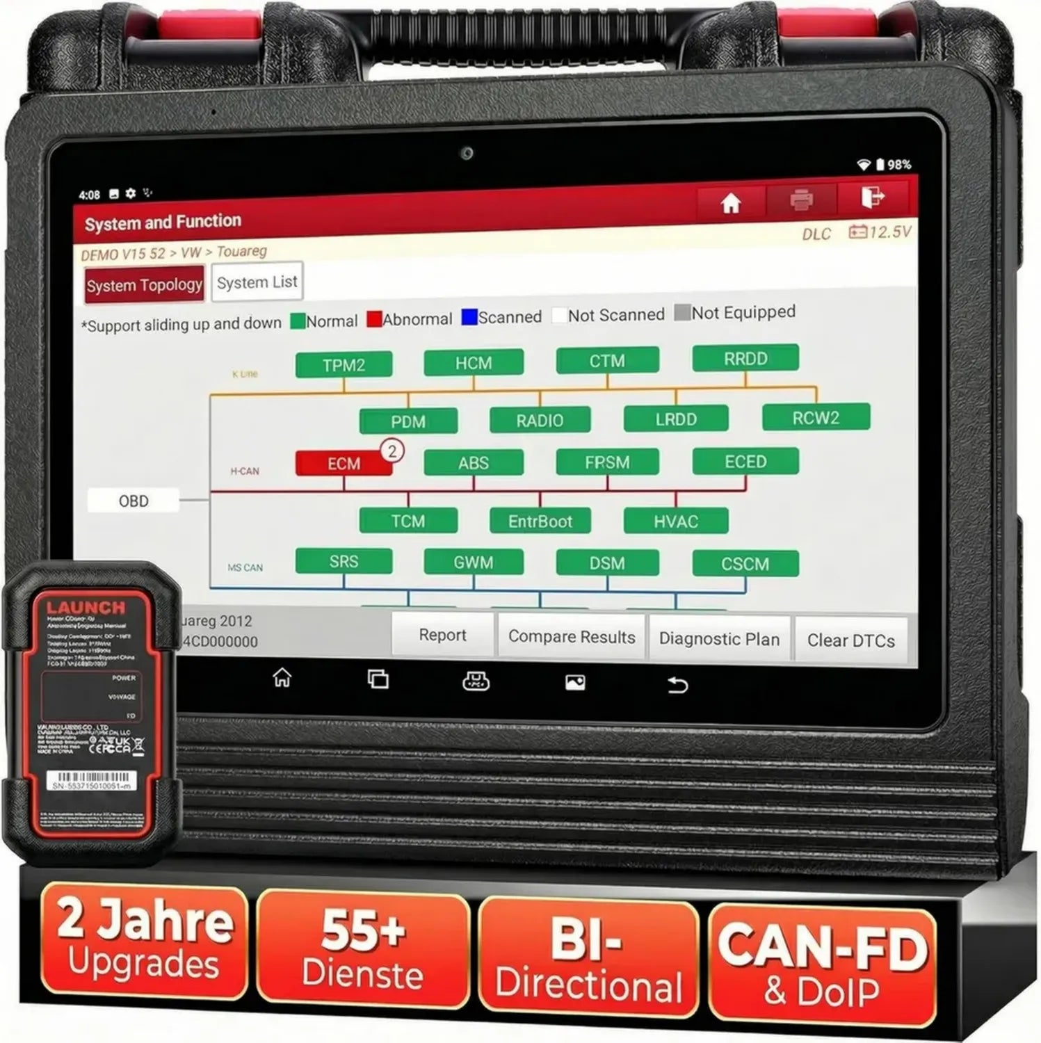 LAUNCH X431 V+ PRO 5.0 Professionelles OBD2-Diagnosegerät mit ECU-Codierung, Mehrmarken-Diagnosetablett auf OE-Niveau, über 55 Reset-Services, 2 Jahre kostenloses Update, ideal für Werkstätten
