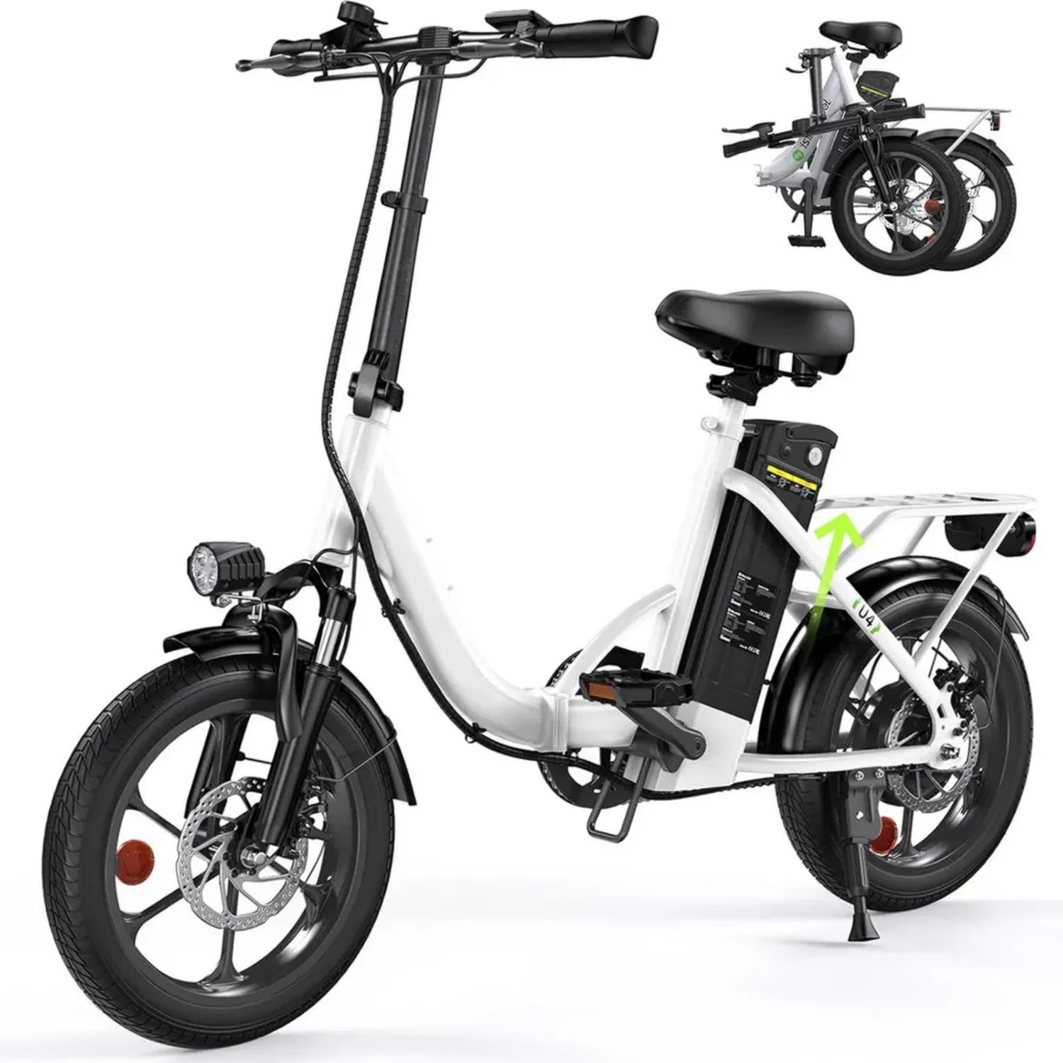 Finbike 16 Zoll Klapprad E-Bike mit Fat Tire, 10.4Ah abnehmbarer Akku, 4 Fahrmodi, bis zu 88KM Reichweite, faltbar für Herren und Damen