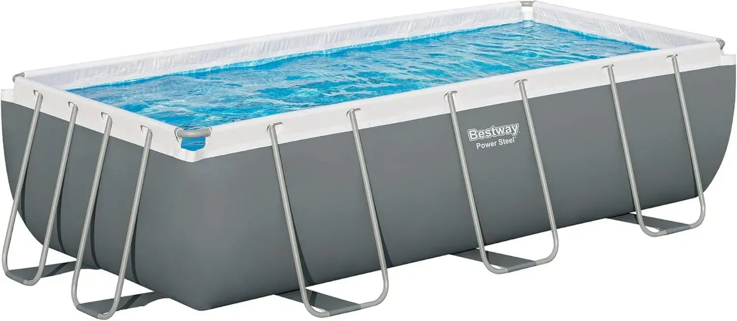 Bestway Power Steel Rechteckpool 404 x 201 x 100 cm, grau, ohne Zubehör