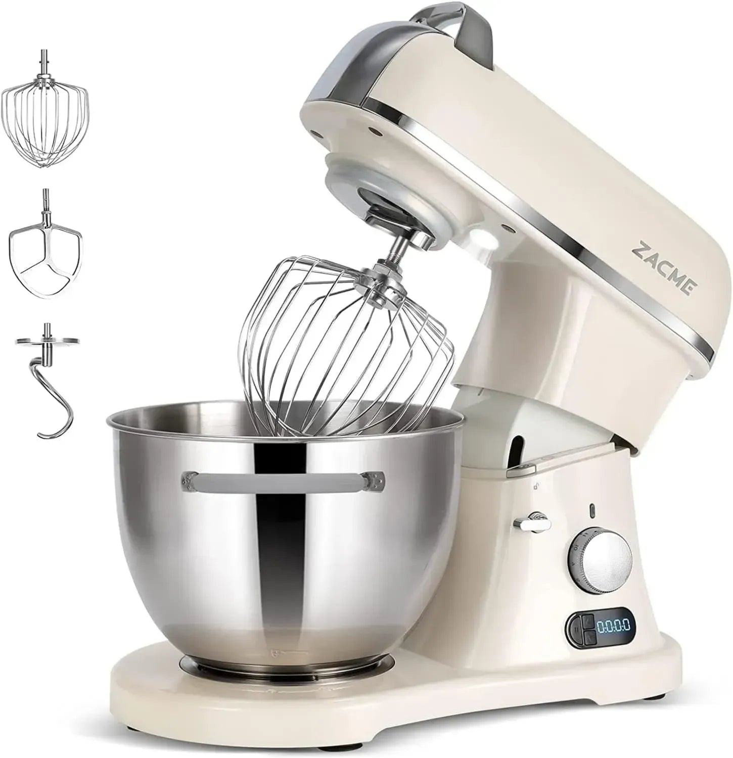 ZACME Küchenmaschine 1500W, 7L Edelstahlschüssel, LED-Touch, 3 Rühraufsätze