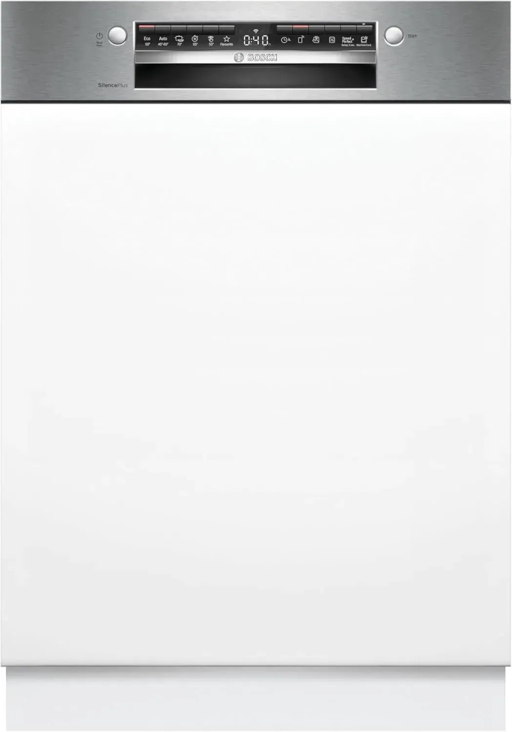Bosch SMI4ETS08E Serie 4 Teilintegrierter Geschirrspüler 60 cm, Super Leise, Höhenverstellbarer Oberkorb, Besteckkorb, Automatische Türöffnung, Edelstahl