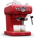 Klarstein Retro Espressomaschine mit Milchaufschäumer, 1,2L Siebträger, 950W Edelstahl für Cappuccino & Latte