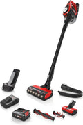 Bosch Kabelloser Staubsauger Gen2 Serie 8 ProAnimal für Tierhaare, 65 Min Laufzeit, Wechselakku, Schnellladegerät, Hygiene-Filter, Rot