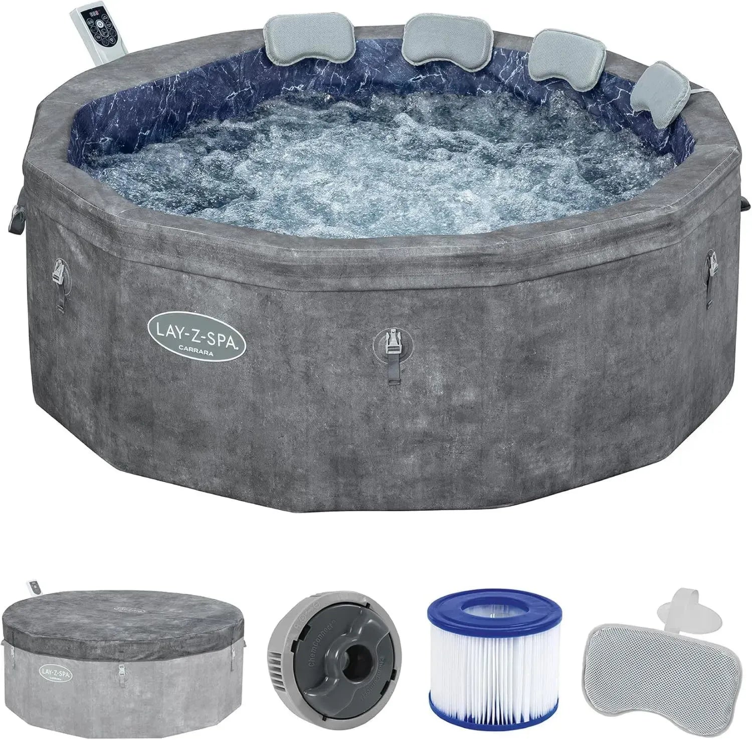 Energiespar-Whirlpool mit App-Steuerung für 6 Personen, Bestway AirJet Carrara