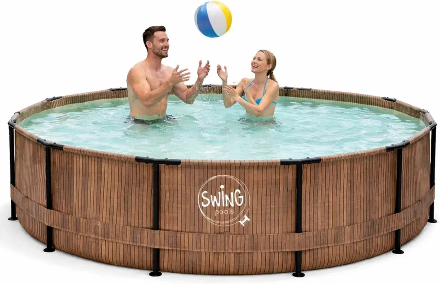 Runder Gartenpool in Holzoptik, 305 cm, 4500 Liter, UV- und korrosionsgeschützt