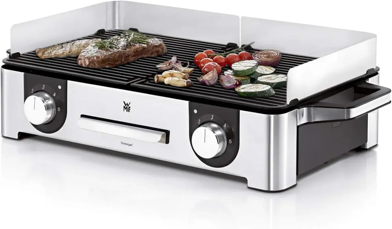 WMF Lono Elektrogrill Tischgrill, 2400 W, 50x28 cm, Edelstahl, Outdoor geeignet, getrennt regulierbare Grillzonen