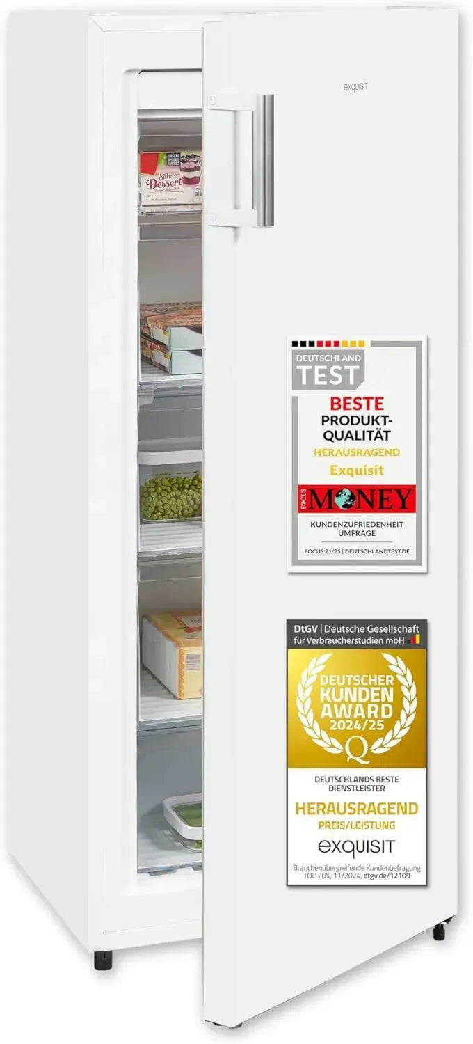 Exquisit NoFrost Gefrierschrank, 155L, Schnellgefrierfunktion, Alarm, Weiß, GS5231-NF-H-010E