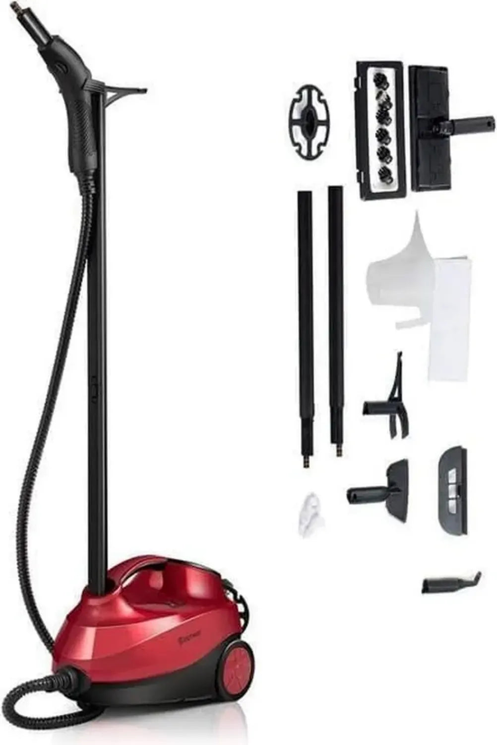 COSTWAY Multifunktionaler Dampfreiniger 2000W, 4 Bar Druck, 1,5L Tank, LED-Anzeige, 19 Zubehörteile, ideal für Teppiche, Böden und Fenster, 45 Min Dampfzeit (Rot)