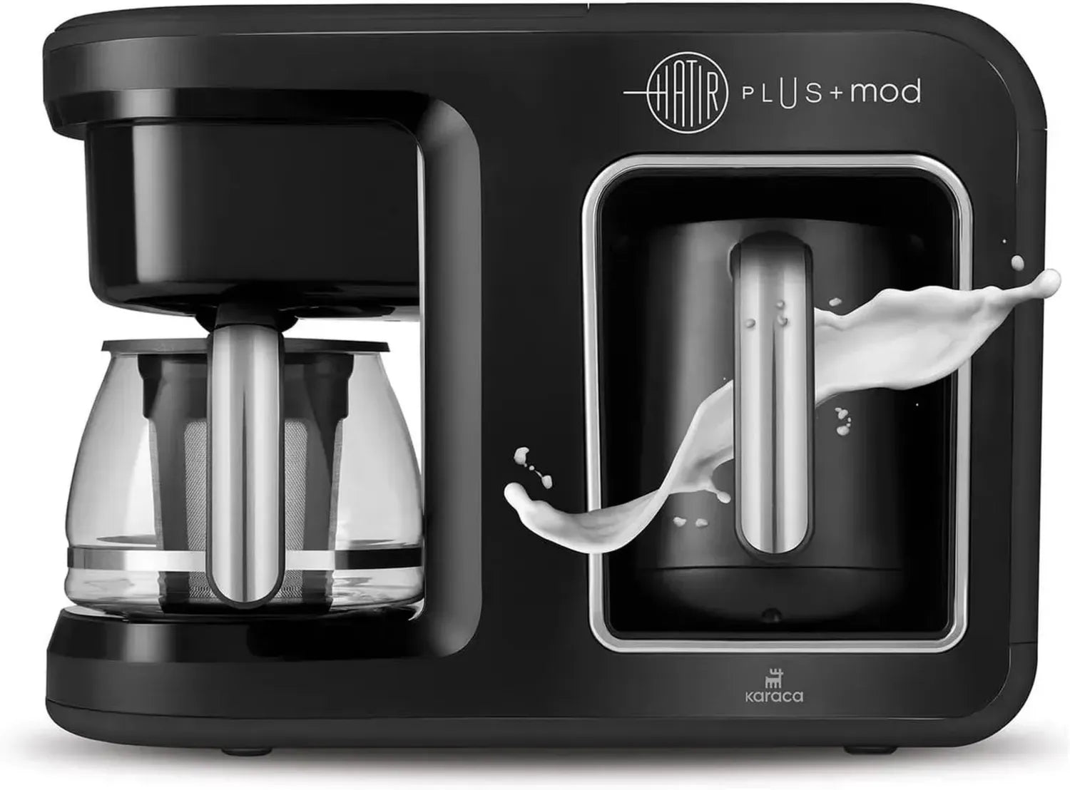 KARACA Hatır Plus 5-in-1 Kaffeemaschine, Schwarz-Chrom, Für Türkischen Kaffee, Filterkaffee, Tee & Milchgetränke, 1400W, Mit Aromaeinstellung