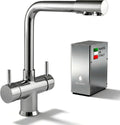 SPRUDELUX INOX Trinkwassersystem für Untertisch mit 5-Wege-Armatur, Chrom NOBIUS, still, gekühlt & sprudelnd, inkl. 2 kg CO₂-Flasche, Hergestellt in Italien
