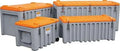 CEMO Lagerbox 750L mit Kranaufnahme, Grau/Orange, Tür