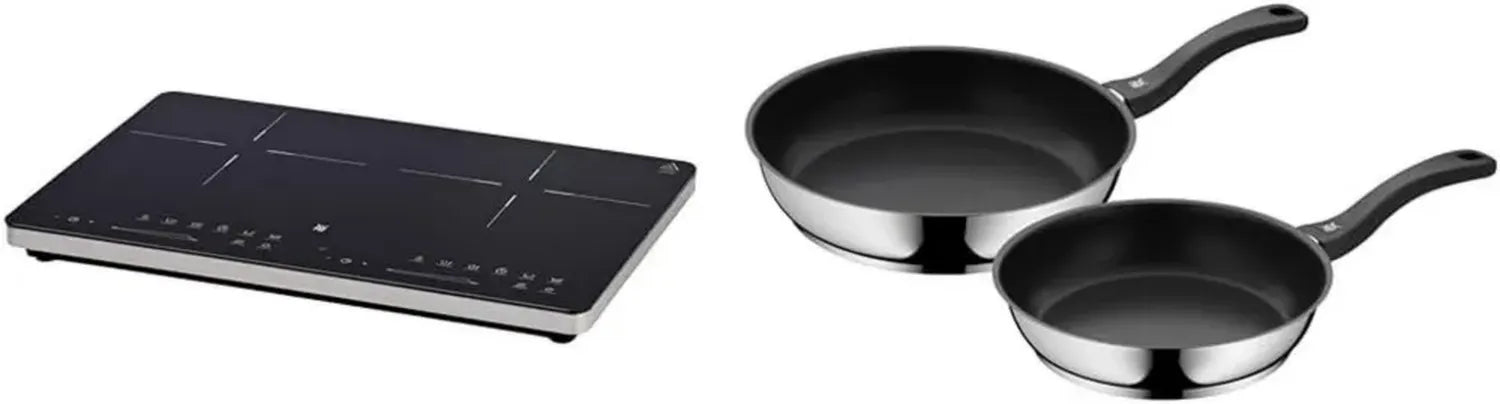 WMF Kult X Doppel-Induktionskochfeld mit 3500 W & 2-teiliges Devil Pfannenset aus Cromargan Edelstahl