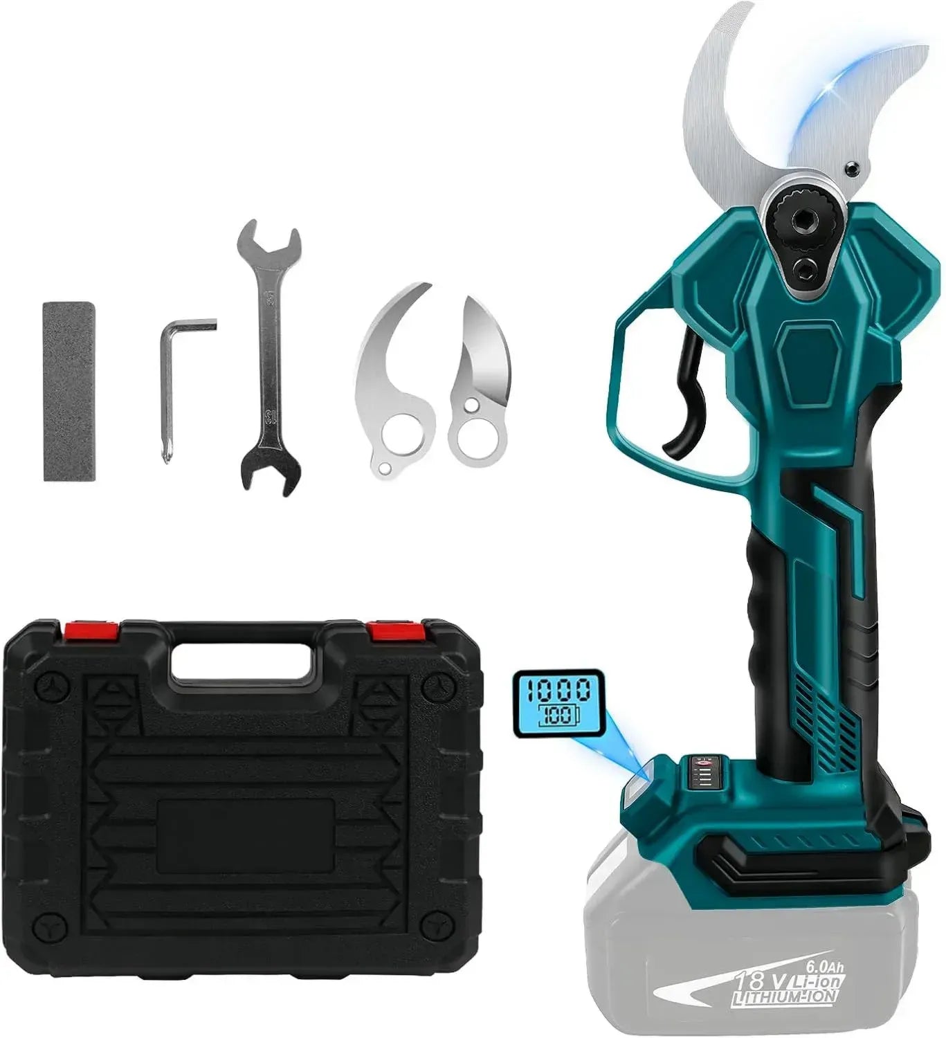 Kabellose Gartenschere für Makita 18V, 65mm Öffnung, 40mm Schnittstärke, LCD-Anzeige, Wiederaufladbar