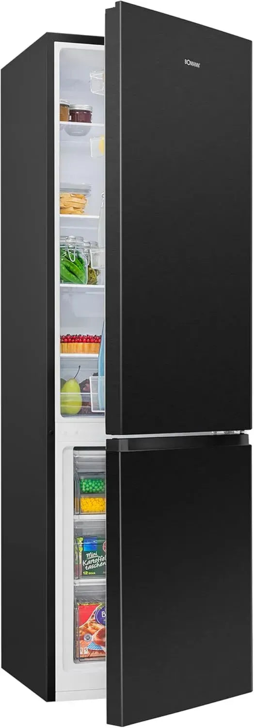 Bomann Kühl-Gefrierkombination 269L, Energieeffizienz D, leise 39 dB, 180cm, Schwarzes Design, Wechselbarer Türanschlag, 4 Ablagen & 3 Schubladen