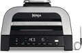 Ninja MAX 6-in-1 Indoor Grill und Heißluftfritteuse, 6 Kochmodi, Platz für 6 Burger, 3,8 L Kapazität, raucharm, inklusive digitalem Bratthermometer, Grau/Silber, Modell DG551EU