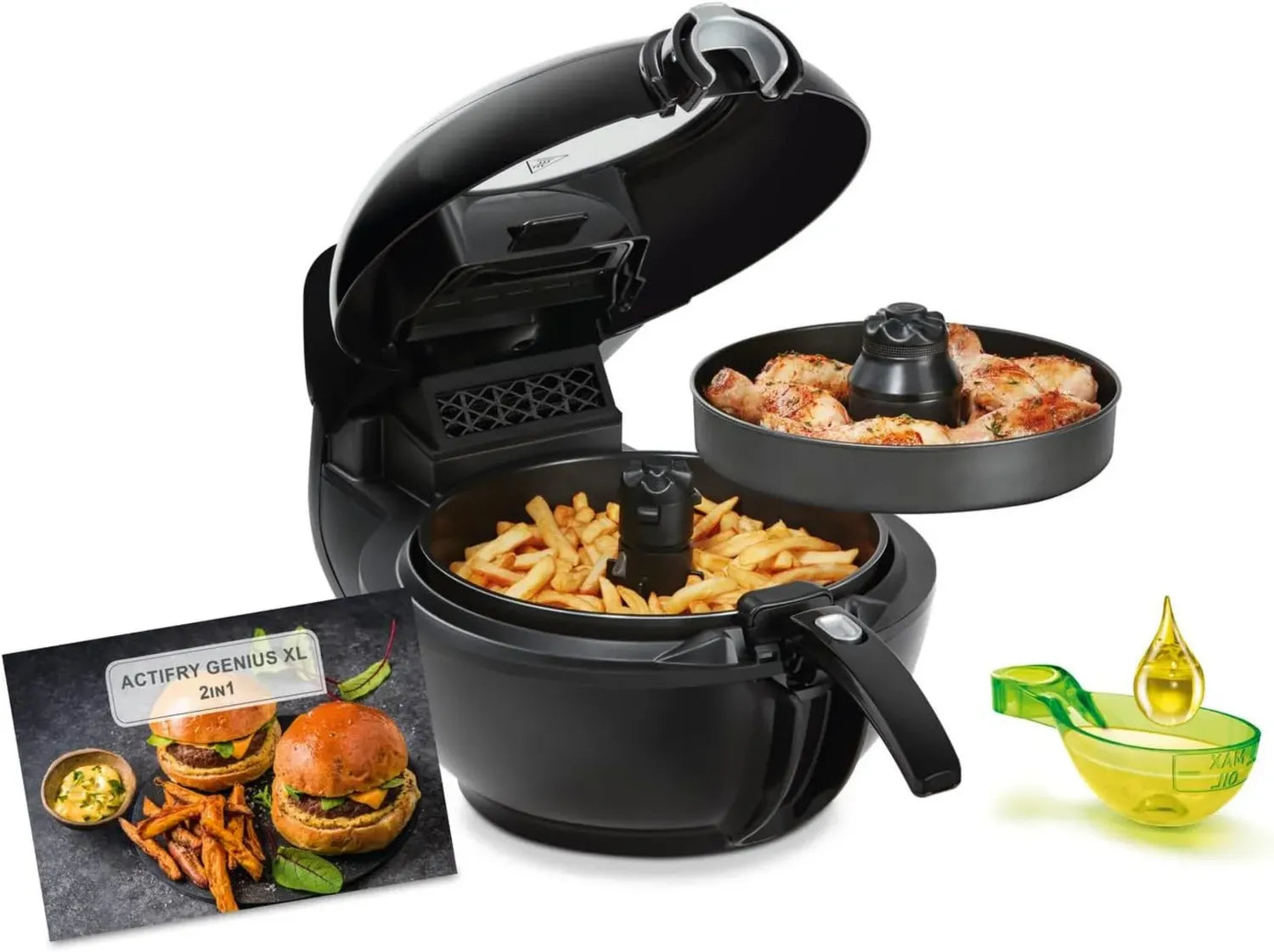 Tefal ActiFry Genius XL 2in1 Heißluftfritteuse, Testsieger, 1,7 kg, 9 automatische Programme, gesunde Fritteuse ohne Öl, schwarz