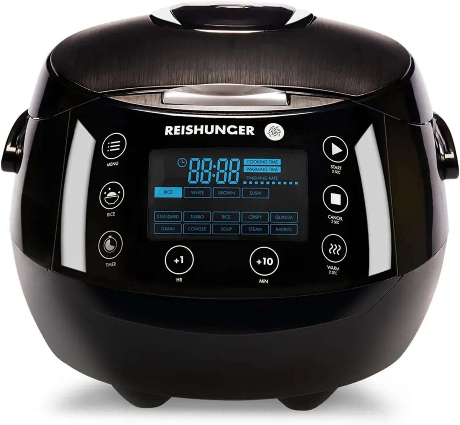 Reishunger 7-Phasen Digitaler Reiskocher, 1,5L, Dampfgarer Schwarz