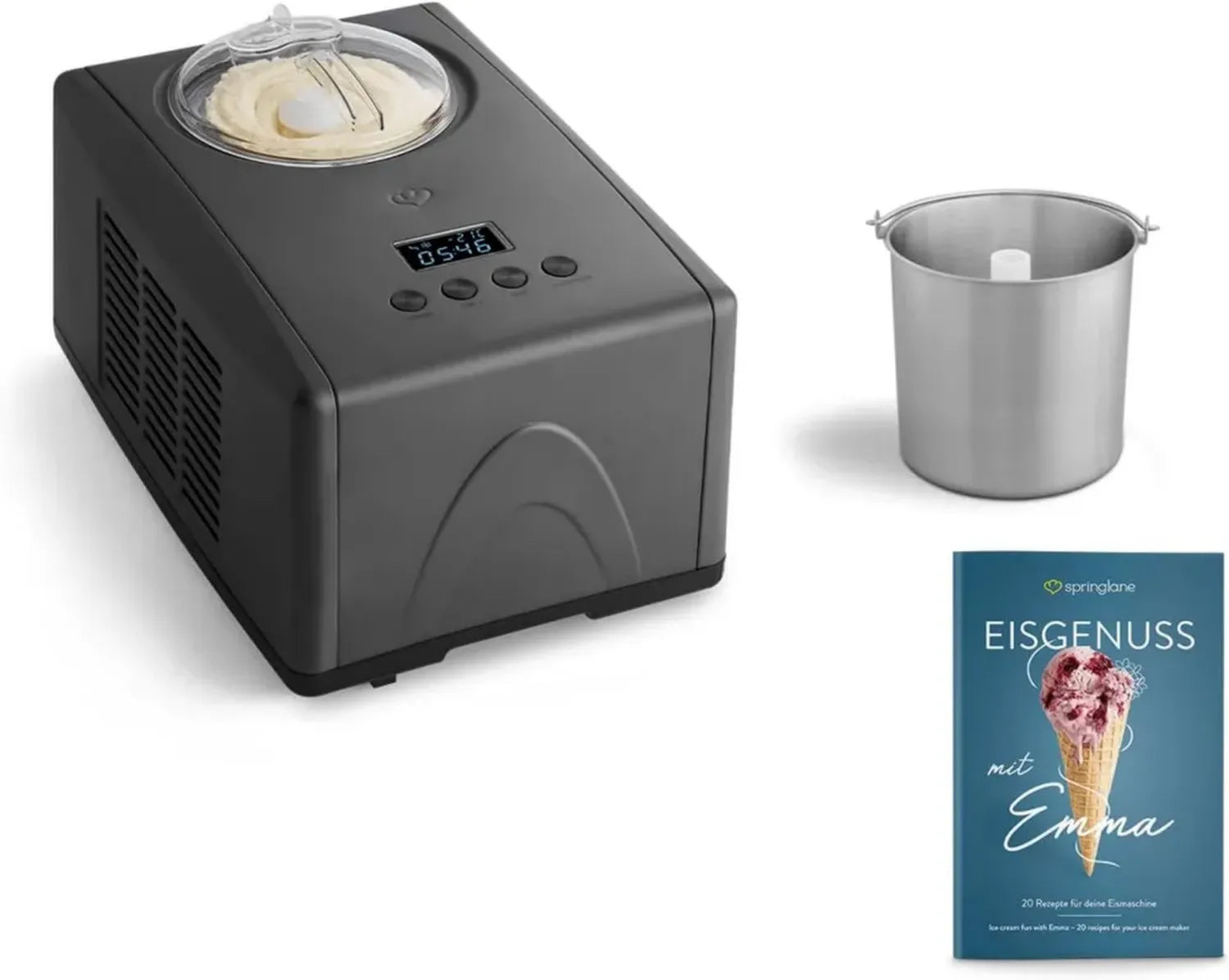 SPRINGLANE 1,5L Eismaschine mit Edelstahlkompressor und Rezeptheft