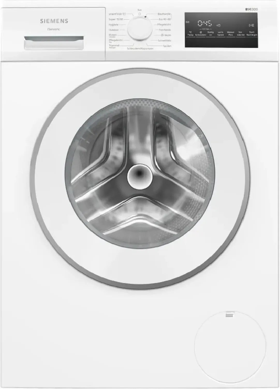 Siemens iQ300 Frontlader Waschmaschine 9 kg, 1400 U/min, Schnellwaschprogramm, smartFinish, Outdoor-Modus, LED-Bedienfeld, Weiß