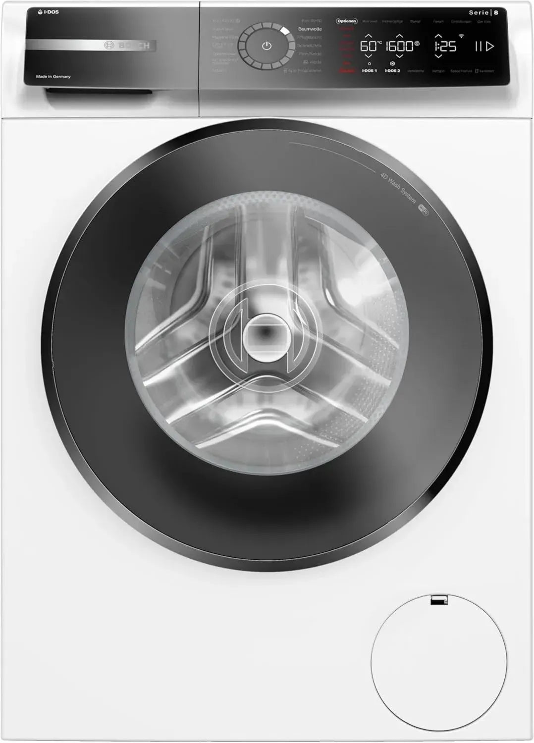 Bosch Serie 8 Waschmaschine 10kg, 1600 U/min, Energiesparend, i-DOS, Fleckenautomatik, Nachlegefunktion