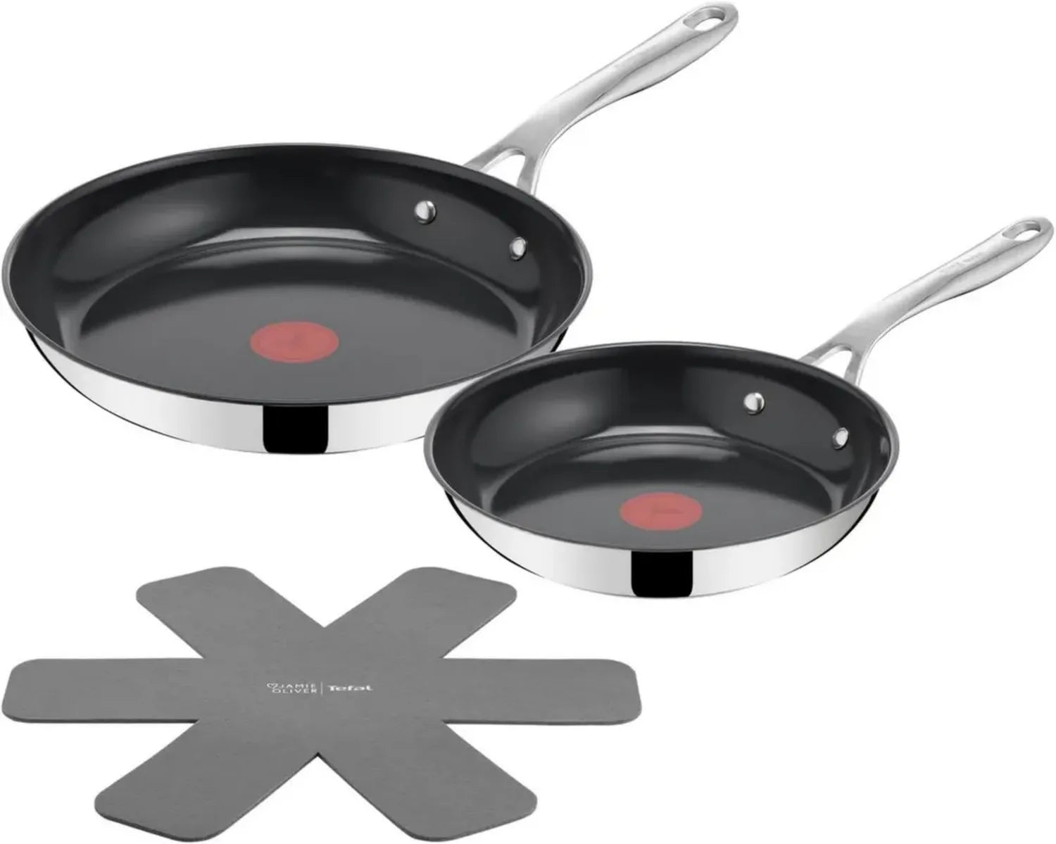 Jamie Oliver by TEFAL Keramik Pfannenset, 2-teilig, 24/28 cm, mit Antihaft, Thermo-Signal