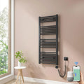 Elektrischer Handtuchheizkörper WiFi 120x50cm mit Thermostat und Timer, Anthrazit 500W