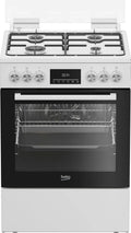 Beko Freistehender Herd mit Gas-Kochfeld, 72 l Volumen, 4 Kochzonen, 8 Funktionen, Weiß
