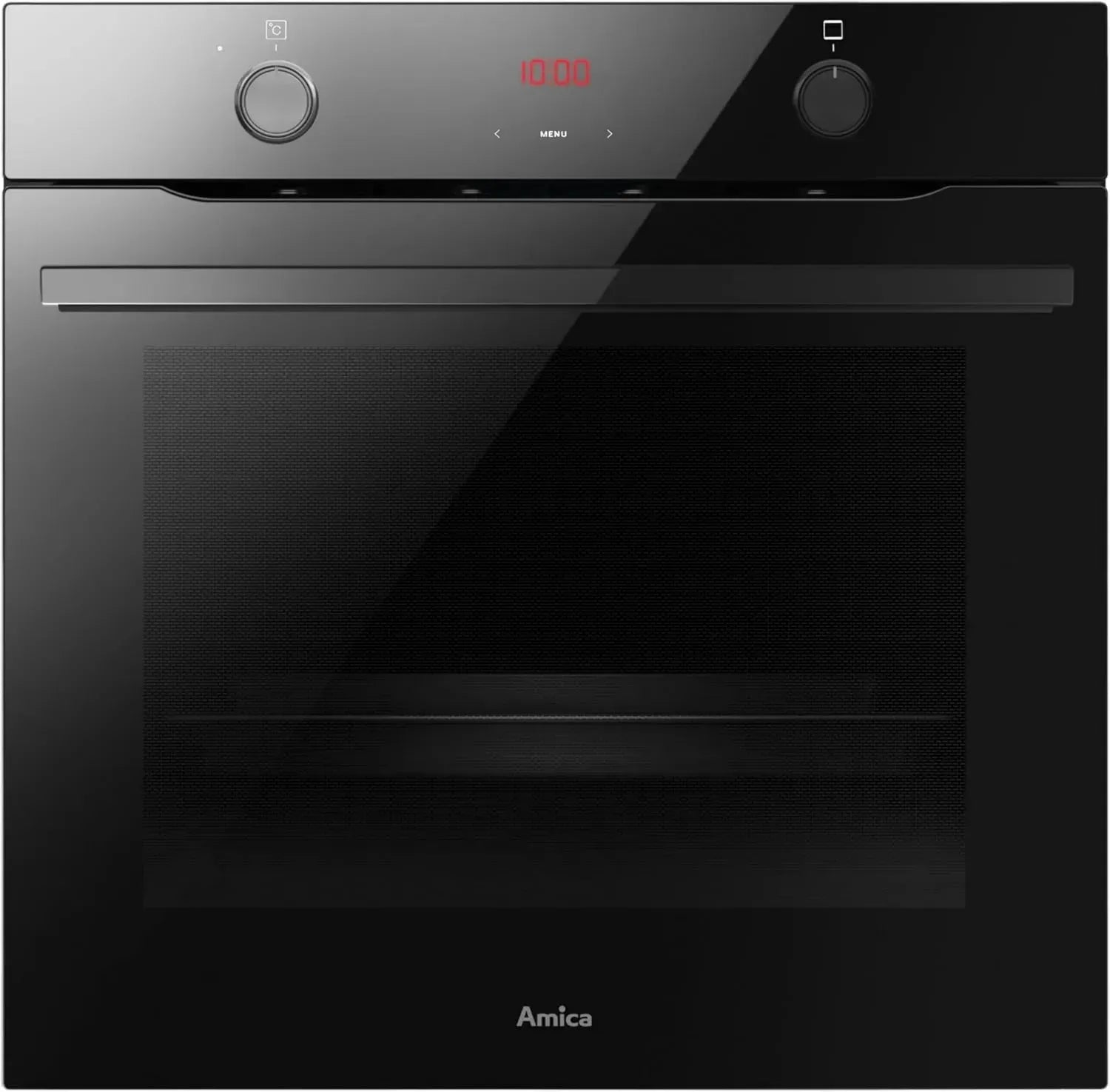 Amica EBX 943 600 S Einbaubackofen, Schwarz-Glas, 77L Volumen, 9 Funktionen, Timer