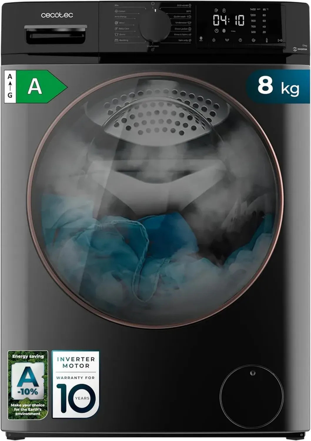 Cecotec Bolero DressCode 8610: Energieeffiziente 8Kg Waschmaschine mit Dampffunktion