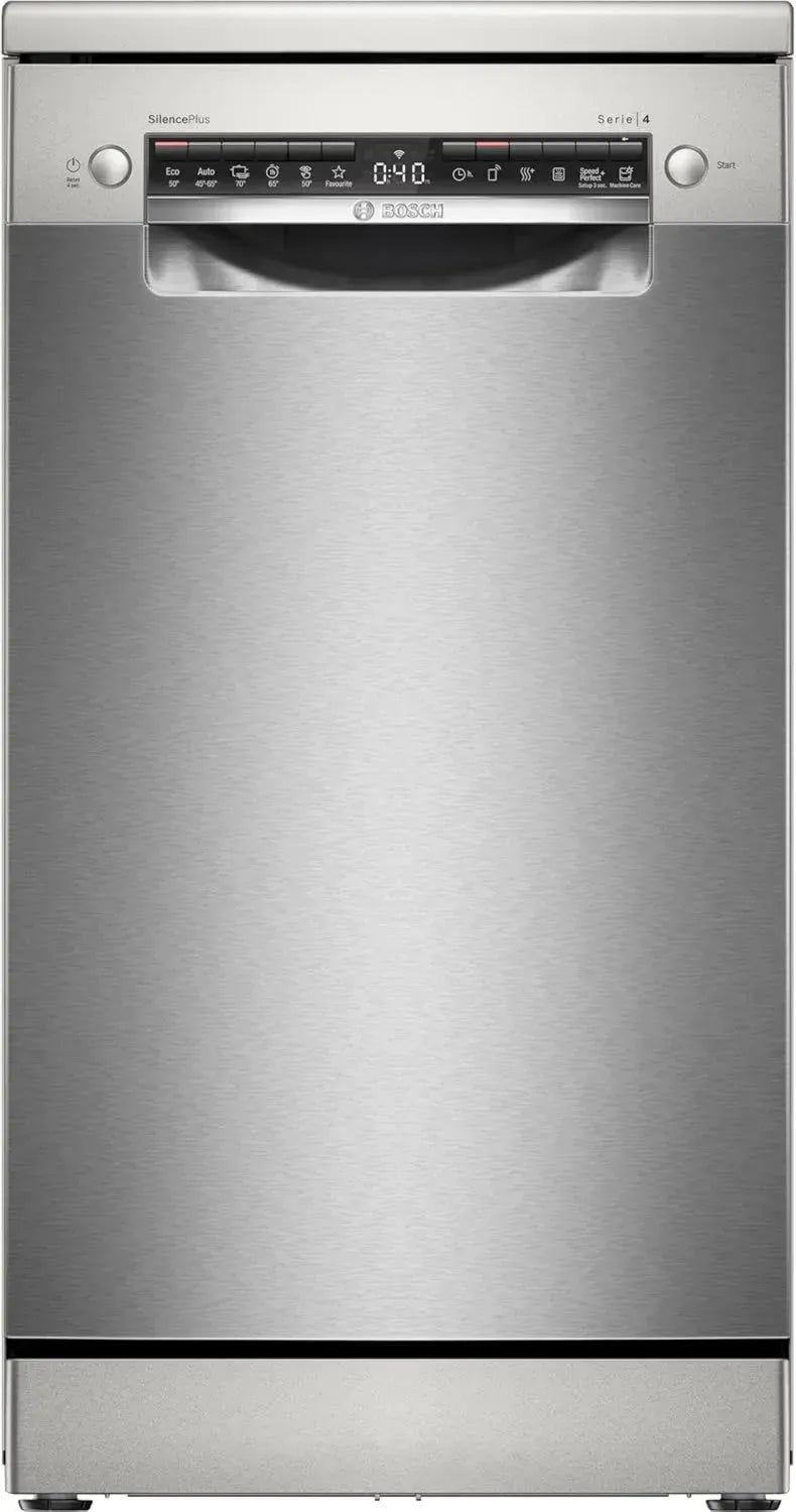 Bosch SPS4HMI49E Serie 4 Geschirrspüler 45 cm, Besteckschublade, Extra Trocknen, DuoPower Reinigung, AquaStop, Home Connect, Edelstahl, AntiFingerprint