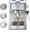 CASO Espressomaschine Edelstahl - 19 Bar Pumpe, Milchaufschäumer, Kaffeepulver & ESE Pads geeignet