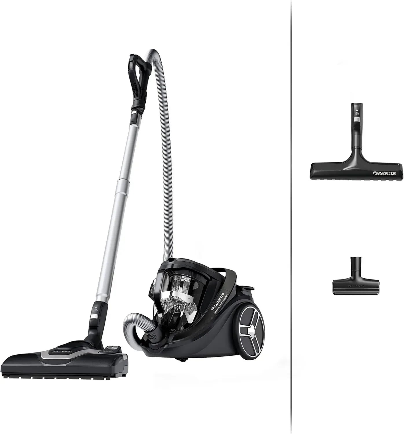 Rowenta Bodenstaubsauger Silence Force Cyclonic mit hoher Saugkraft, energiesparend, Parkett geeignet, HEPA-Filter, 2,5l Volumen, 12m Reichweite, Schwarz