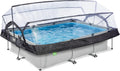 EXIT Toys Rechteckpool 300x200 cm, Grau, mit Abdeckung & Filterpumpe