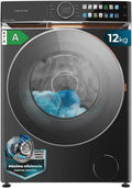 Cecotec 12 kg Frontlader Waschmaschine Bolero DressCode, Energiesparender Direct Drive Motor, 1400 U/min, FullColor Display, XXL-Tür, UV-Licht, hochwertige Lederoptik