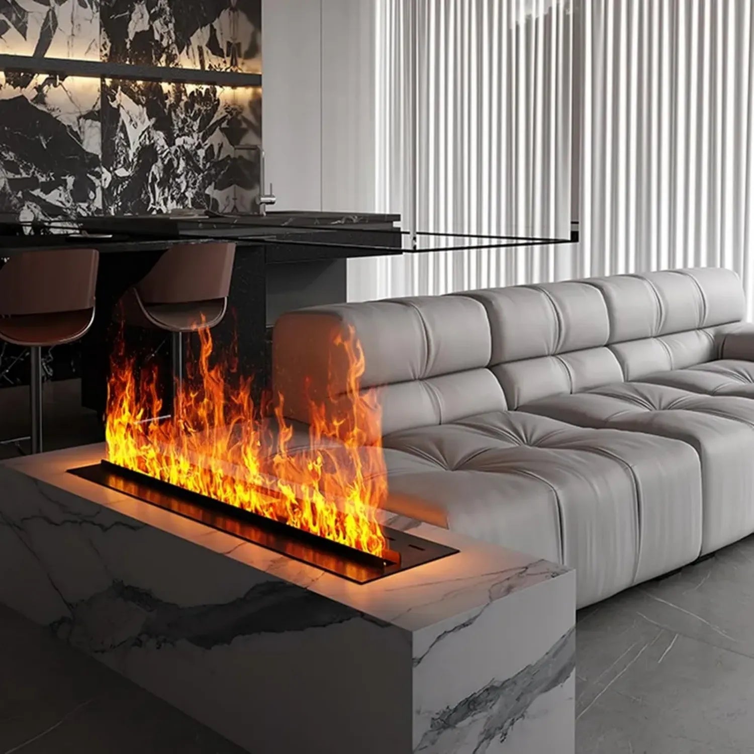 3D-Wasserdampf-Kamineinsatz mit realistischer Flammenillusion, dekorativer Elektrischer Kamin, ohne Heizung (160 cm)