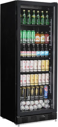 Profi-Kühlschrank für Getränke, 280L, Metall/Glas, Schwarz, Belüftung, Schloss, 210W