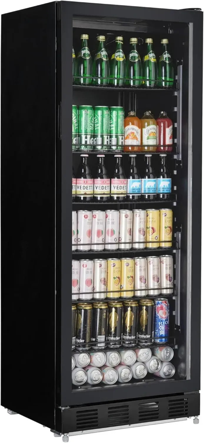 Profi-Kühlschrank für Getränke, 280L, Metall/Glas, Schwarz, Belüftung, Schloss, 210W