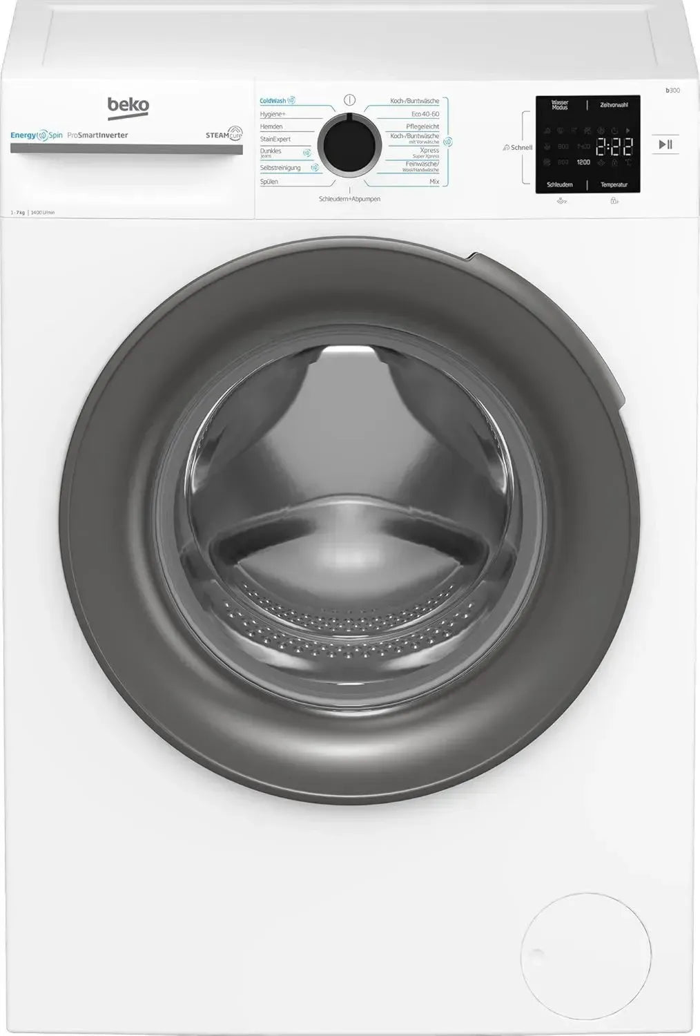 Beko 7 kg Frontlader Waschmaschine mit SteamCure, allergikerfreundlich, 1400 U/min, Weiß