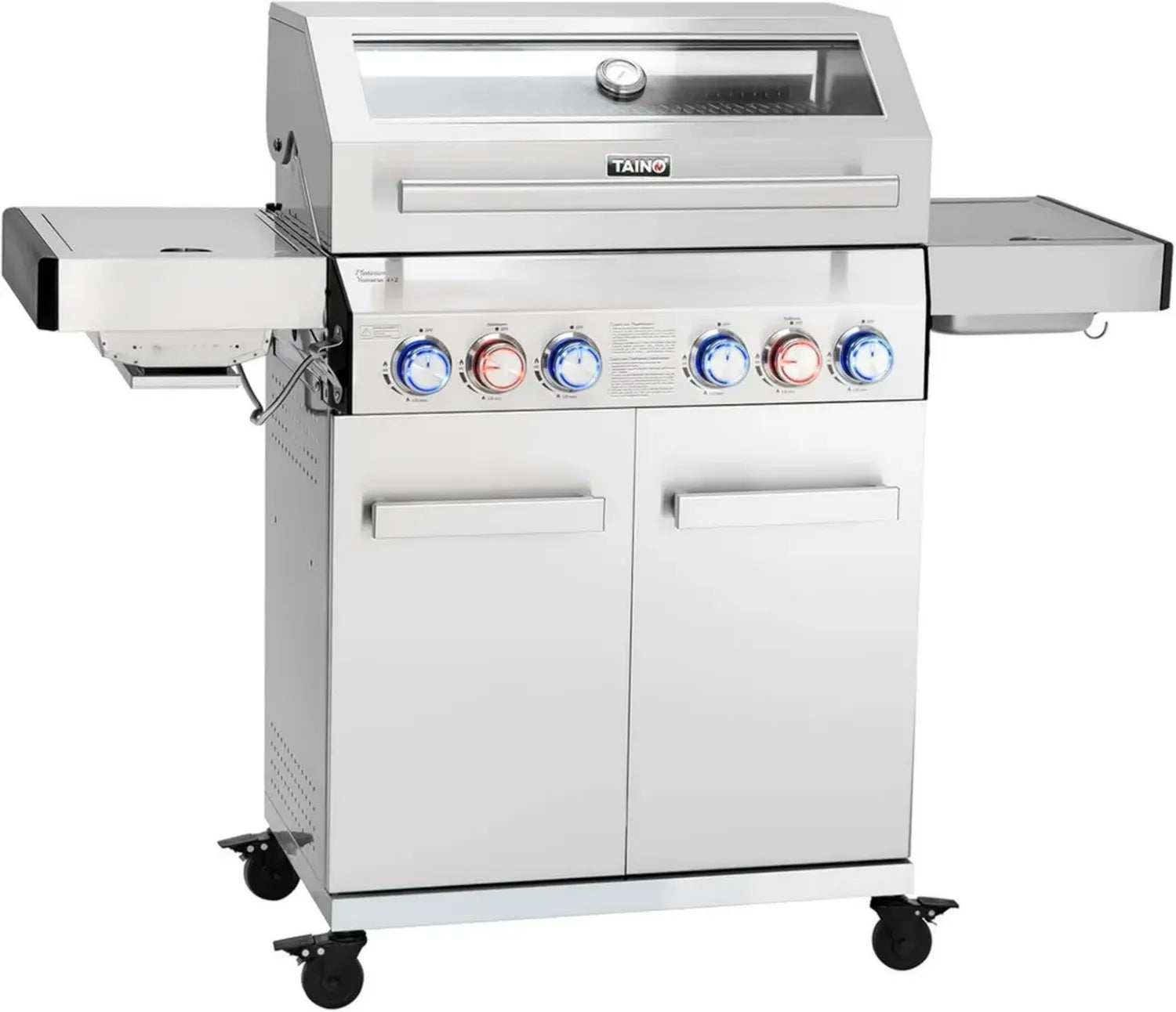 TAINO PLATINUM YAMARA 6-Brenner Gasgrill mit Keramik-Sear-Zone und Backburner, Edelstahl