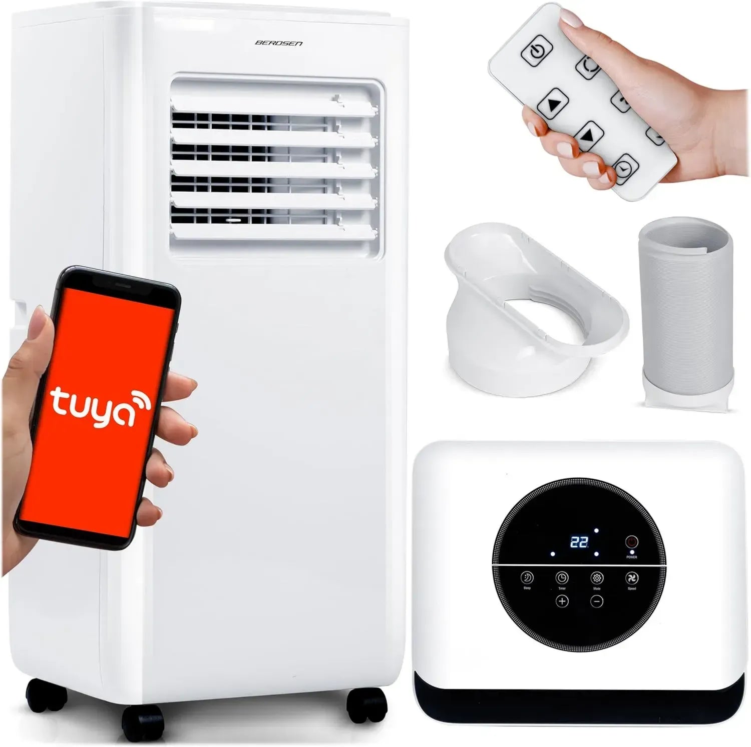 Berdsen 5-in-1 Klimagerät 10000 BTU - Kühlung, Entfeuchtung, Ventilator, Automatik- & Schlafmodus - Tuya Smart App - Energieeffizient