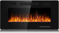 Waleaf 91 cm Elektrokamin mit 3D-Flammeneffekt, 12 Farben, Fernbedienung, Einbau- & Wandkamin, 1500W, Schwarz