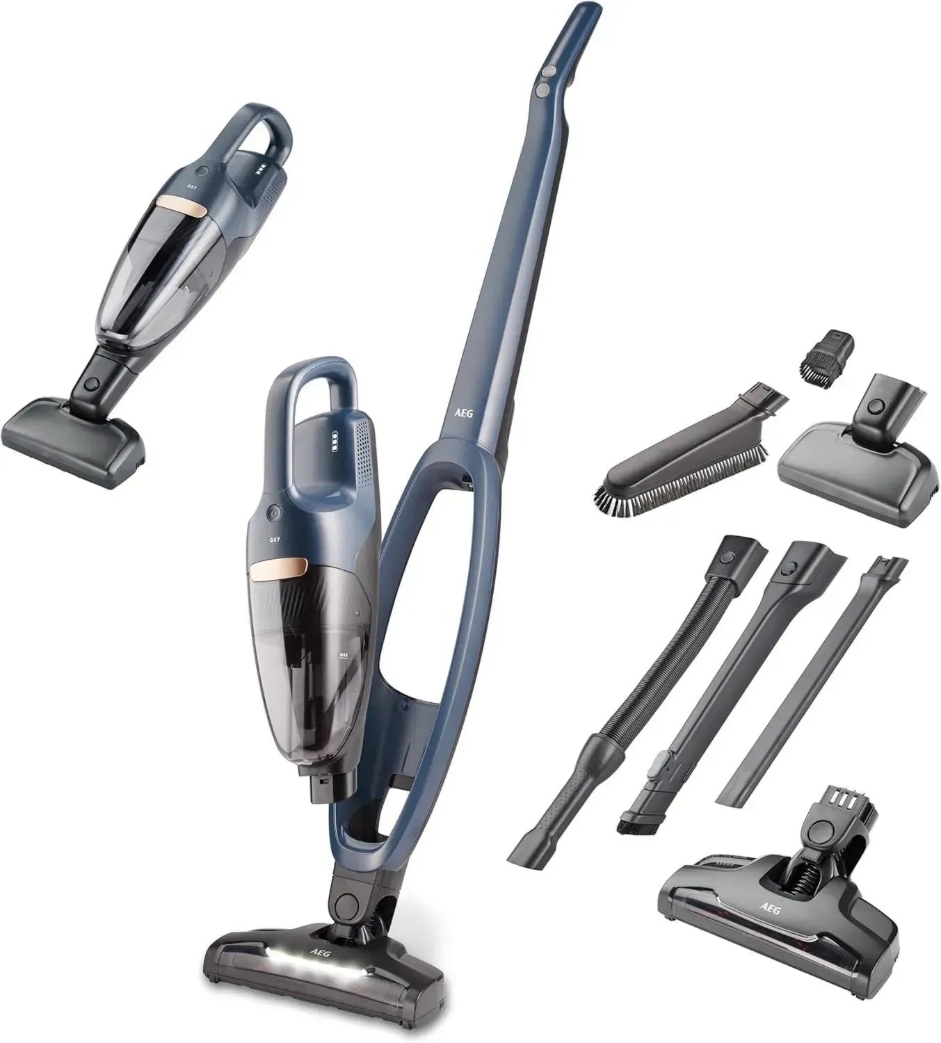 AEG Akku Staubsauger 2in1, schlankes Design, PetPro-Bürste, bis 50 Min Laufzeit, 21,6V, freistehend, mit Zubehör, Hygienefilter, Blau