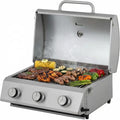 Tarrington House Tisch-Gasgrill CATHAN, 3-Brenner, Edelstahl-Grillrost, Ideal für Balkon und Camping, Silber